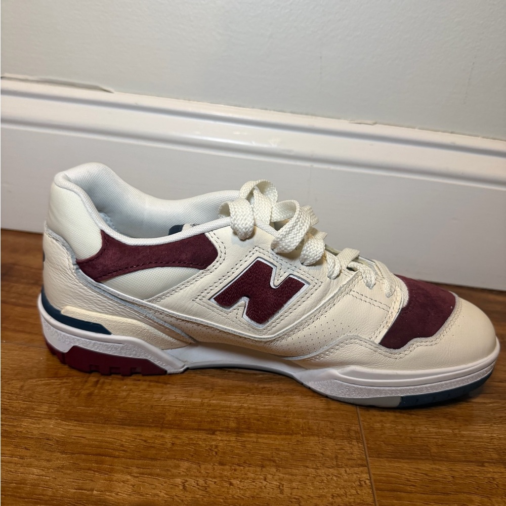New Balance 550 Cream and Burgundy Sneakers - Picture 5 of 11